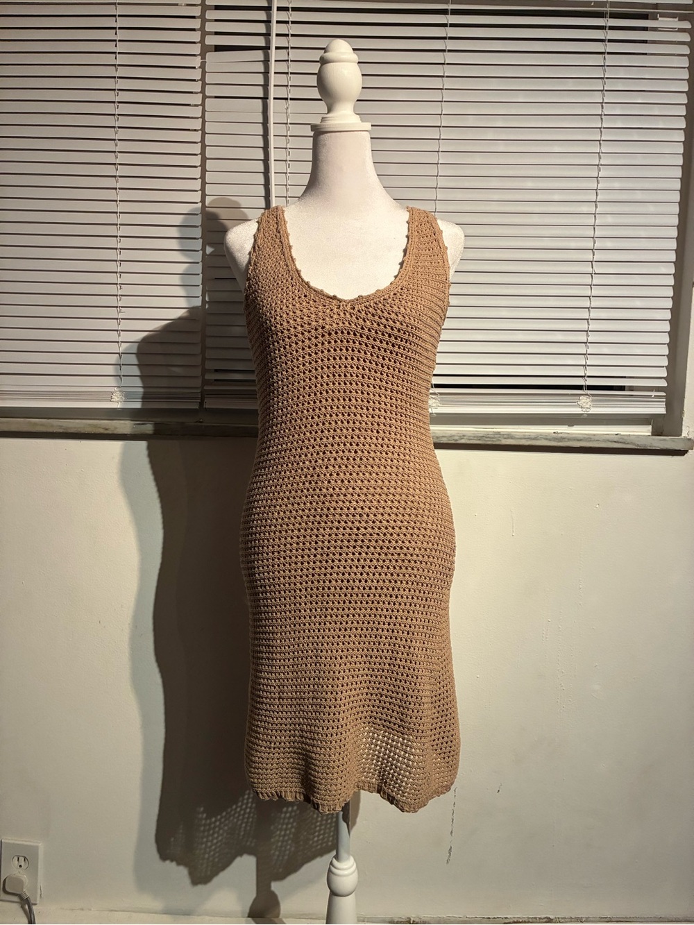 BB Dakota by Steve Madden Camel Crochet Midi Dress